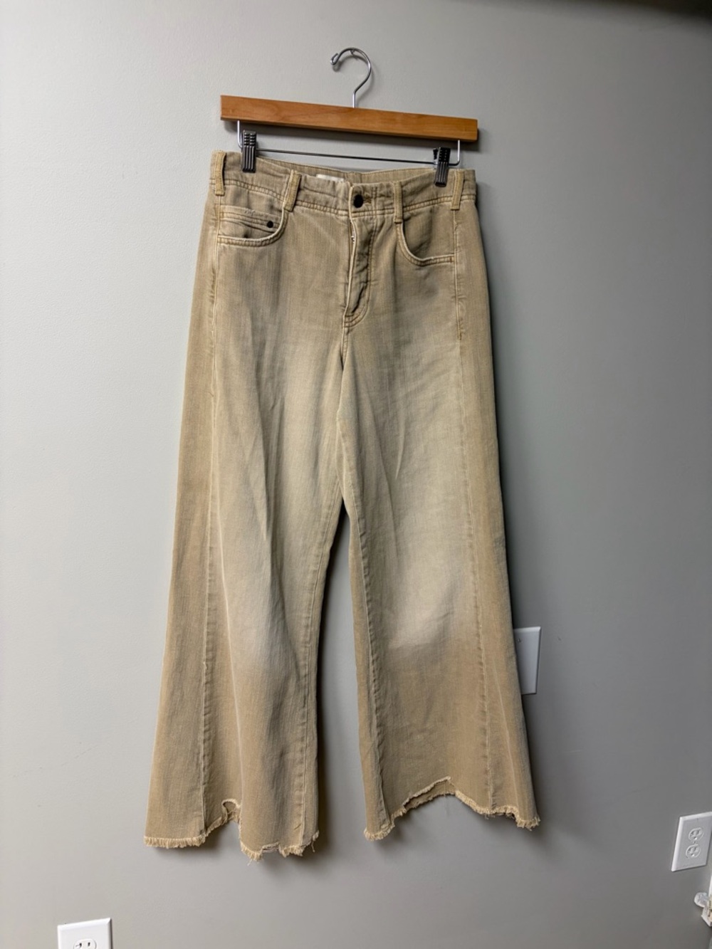 Pilcro Tan High-Rise Wide-Leg Jeans